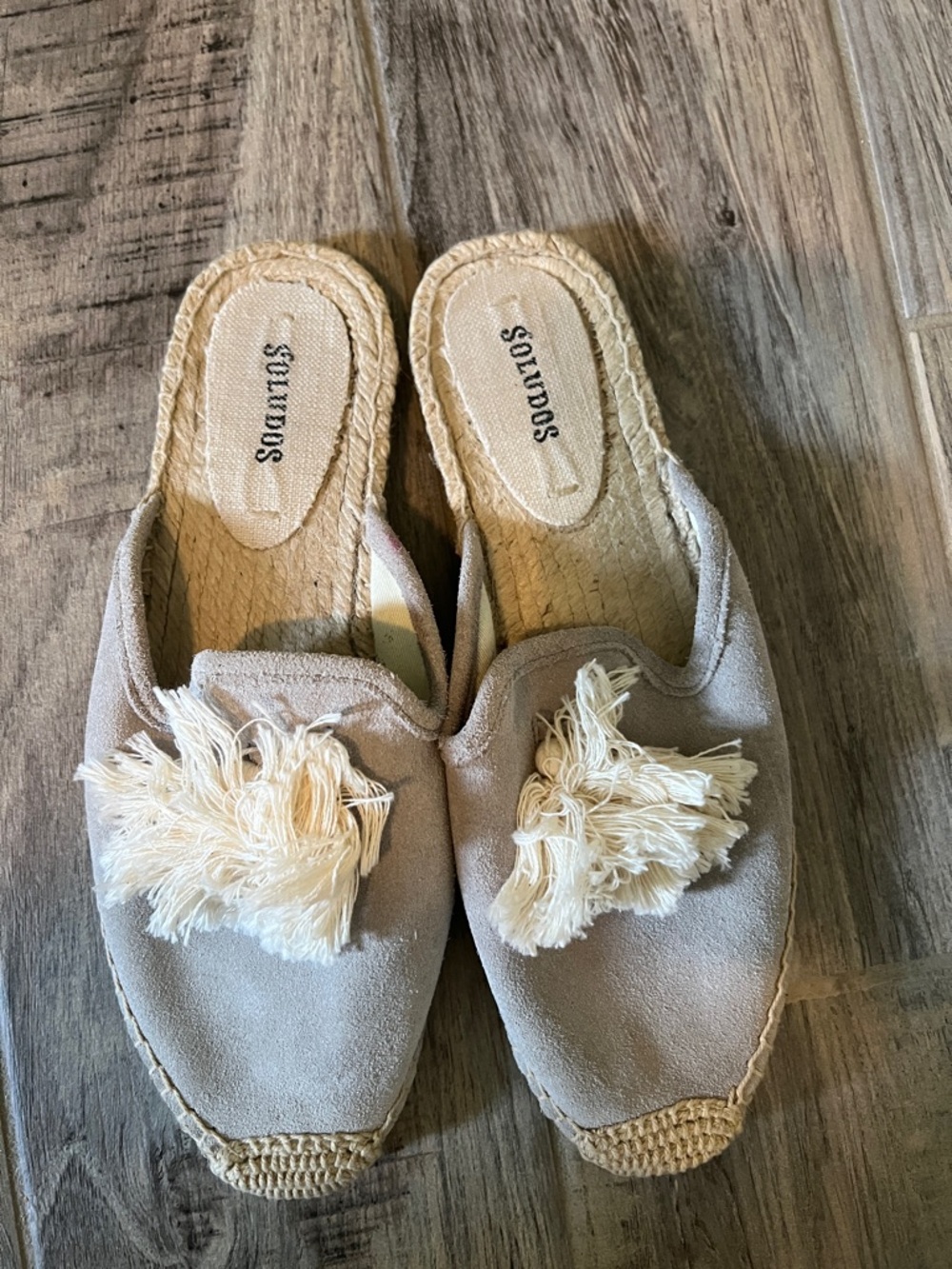 Soludos Taupe Tassel Espadrille Mules